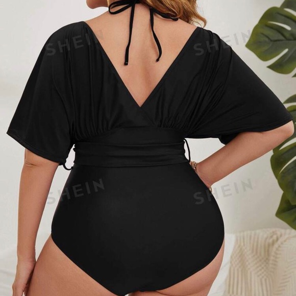 SHEIN Swim Curve Plus Solid Belted One Piece Swimsuit - Picture 2 of 5
